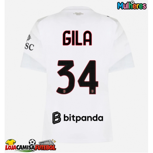 Camisa de Futebol AC Milan Mario Gila #34 Equipamento Secundário Mulheres 2026-27 Manga Curta